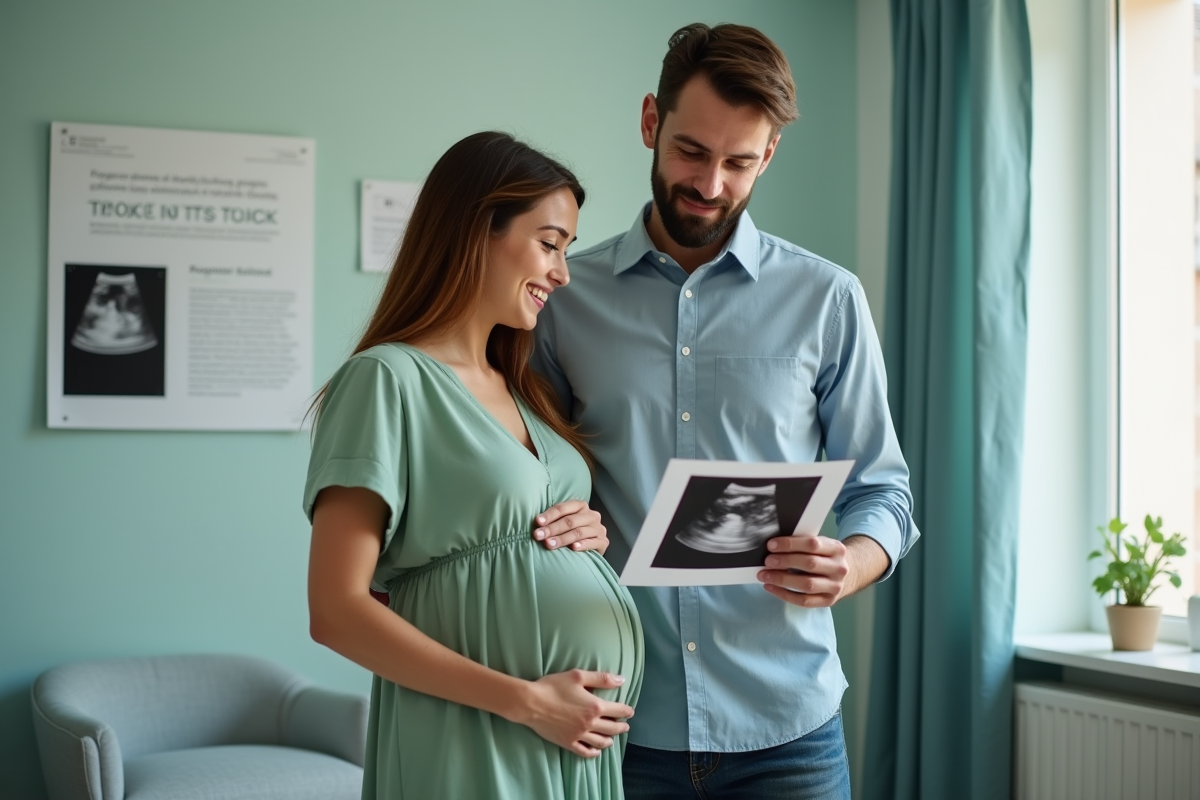 Couple regardant une image d