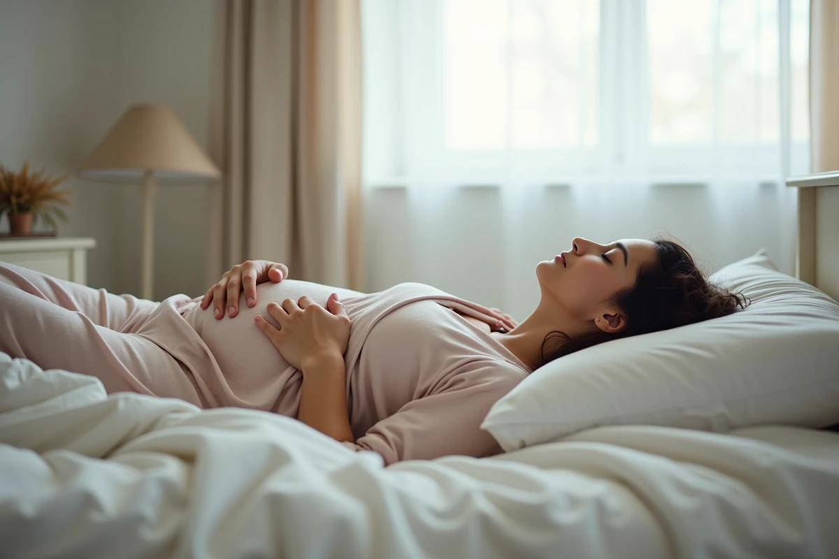 Femme enceinte dormant paisiblement dans sa chambre