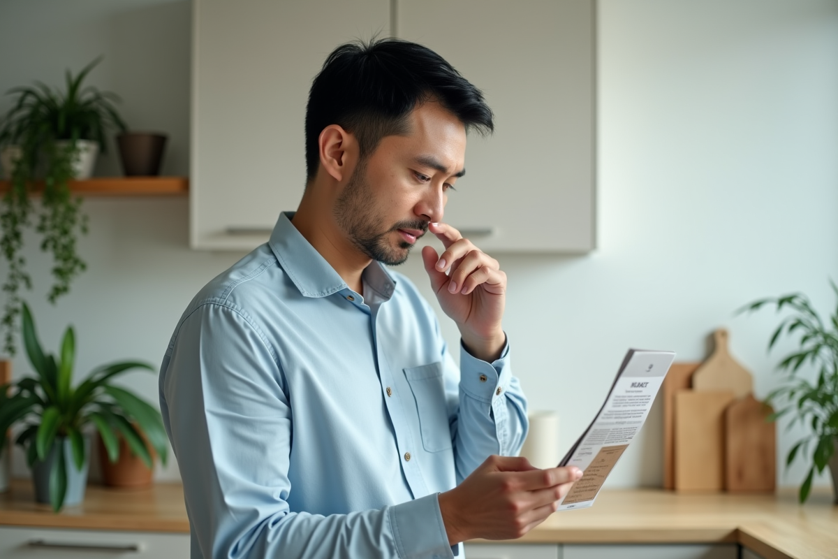 Homme lisant les instructions d