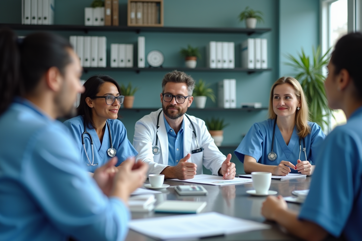 Professionnels de santé en réunion collaborative