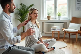 Praticienne de magnetisme avec une femme en consultation